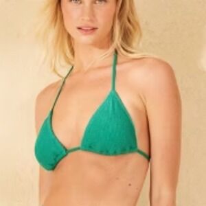 Shade & Shore Emerald Green Textured Triangle Bikini Top XL 16